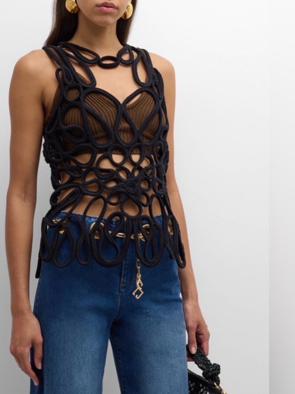cult gaia Black Crochet Loop Bandeau Top - Picture 2 of 10